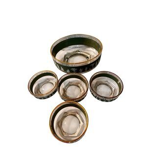 Vintage Jeanette HELLENIC GREEN WEDGEWOOD GREEK Glass Bowl Set